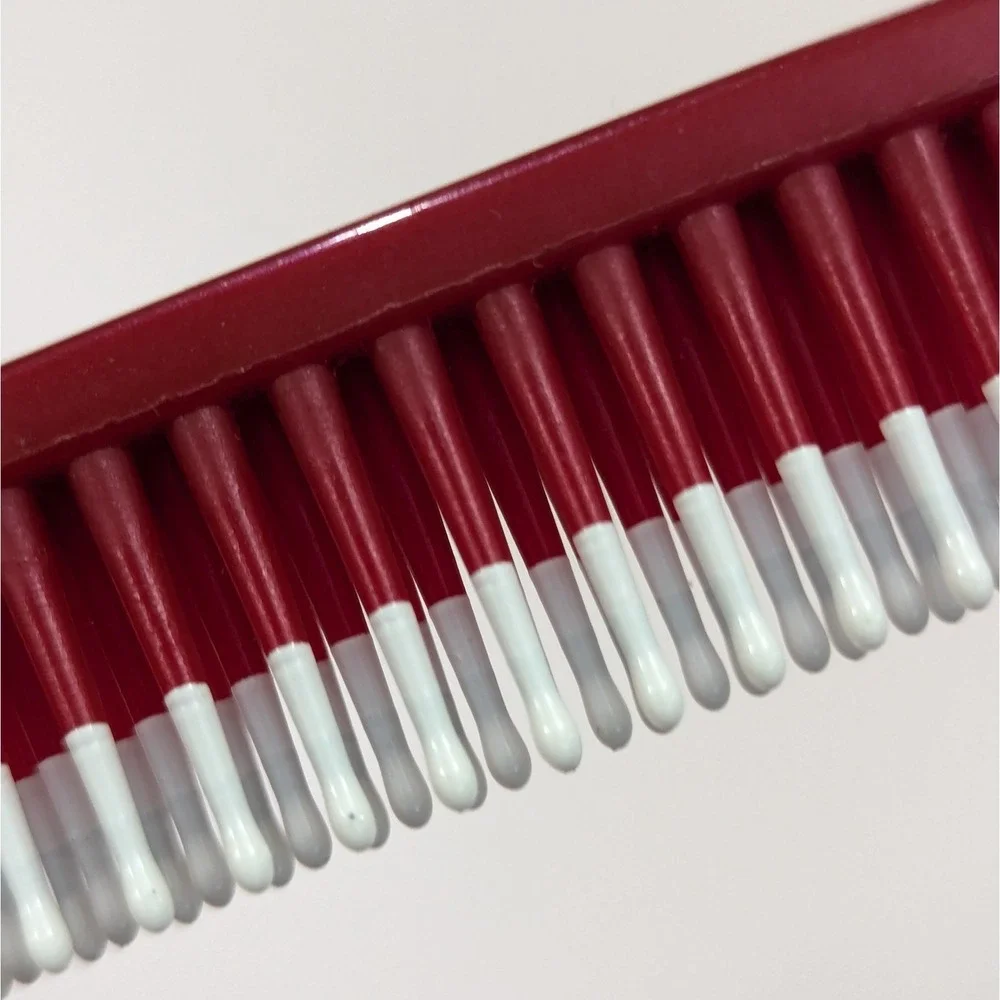 Vtg Mebco 3 Row Detangling Comb Hair 80s 90s Red White Double Twice Dipped